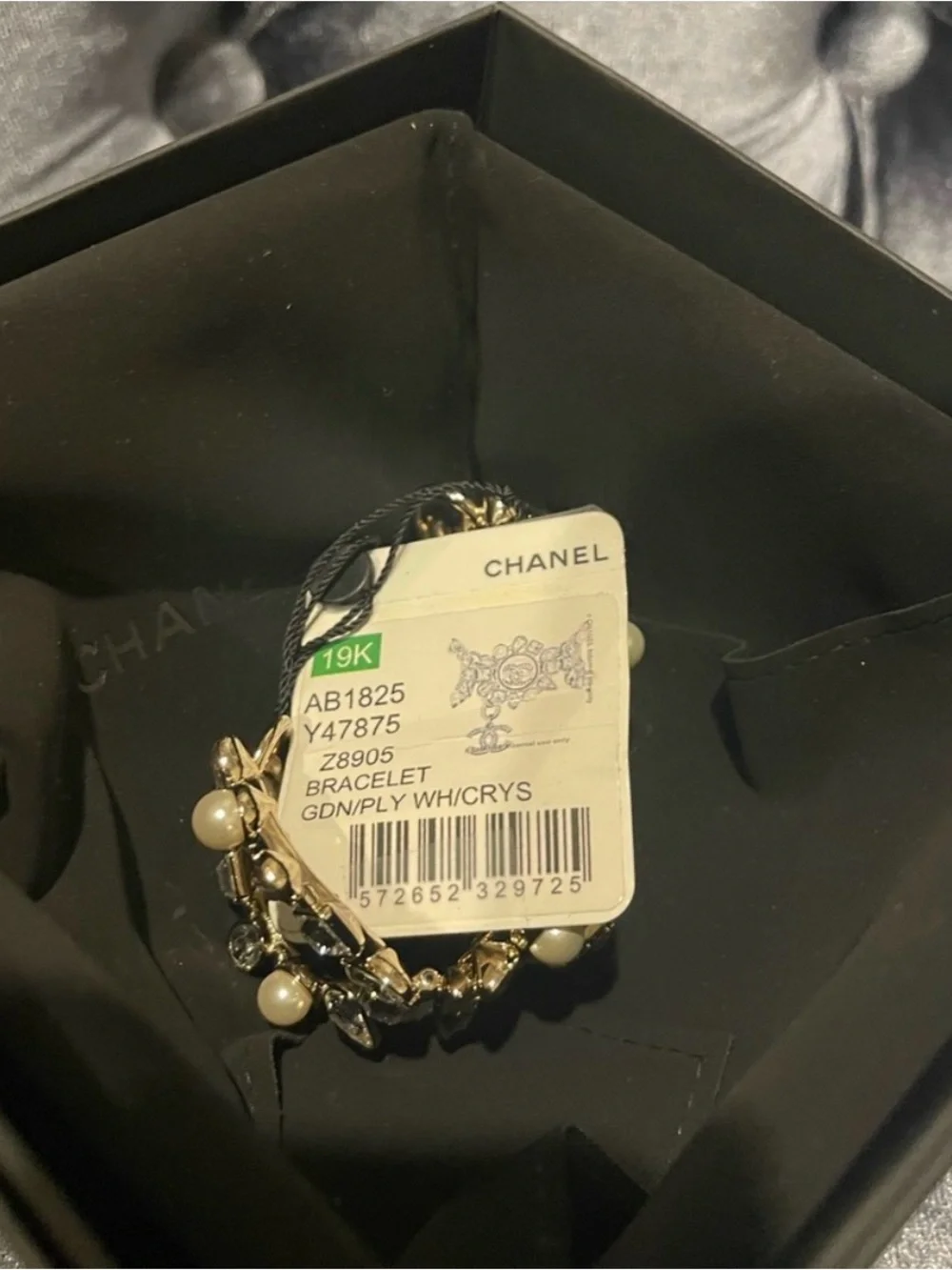 CHANEL Gold Pearl & Crystal CC Medallion Cuff Bracelet